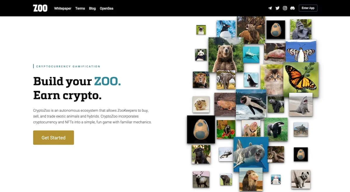 landing page of cryptozoo.co official website